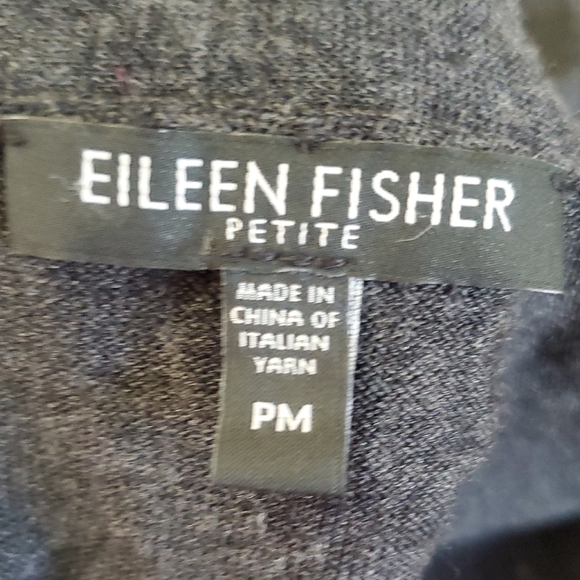 Eileen Fisher 100% MerinoWool Cardigan Sz Petite M Open Sweater Long Sleeve Grey - Picture 10 of 13